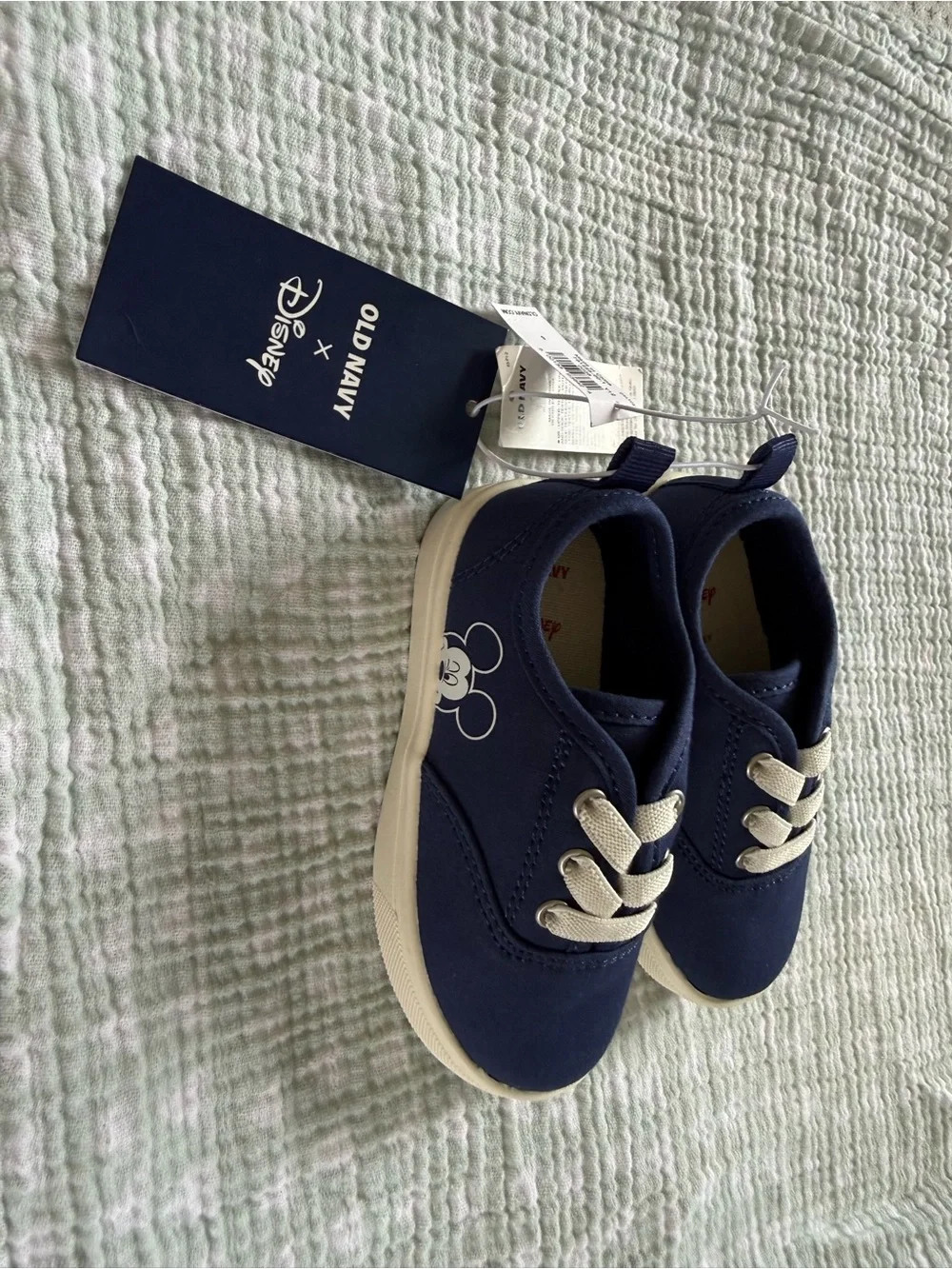 Kids Navy Canvas Sneakers with Mickey Accent